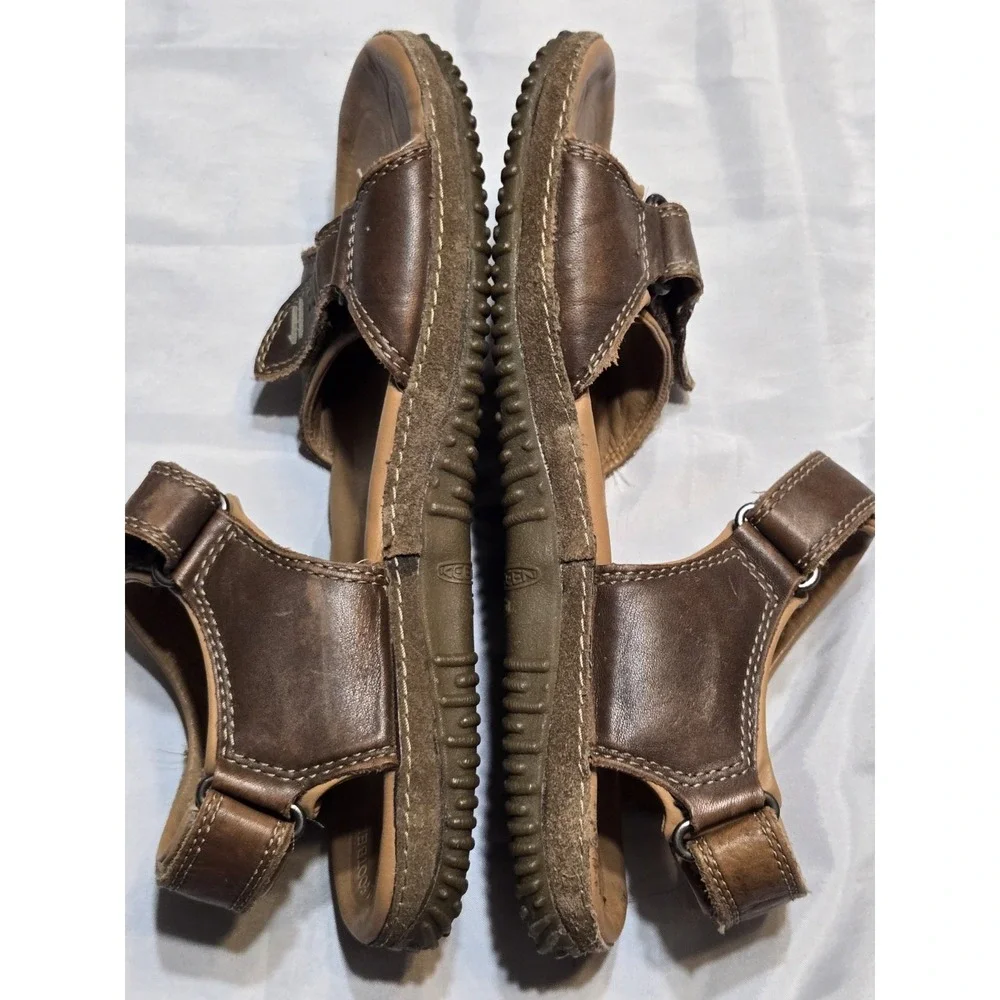 Keen Hilo Leather Hiking Outdoor Sandals Mens 8 Leather Brown Adjustable Ortho